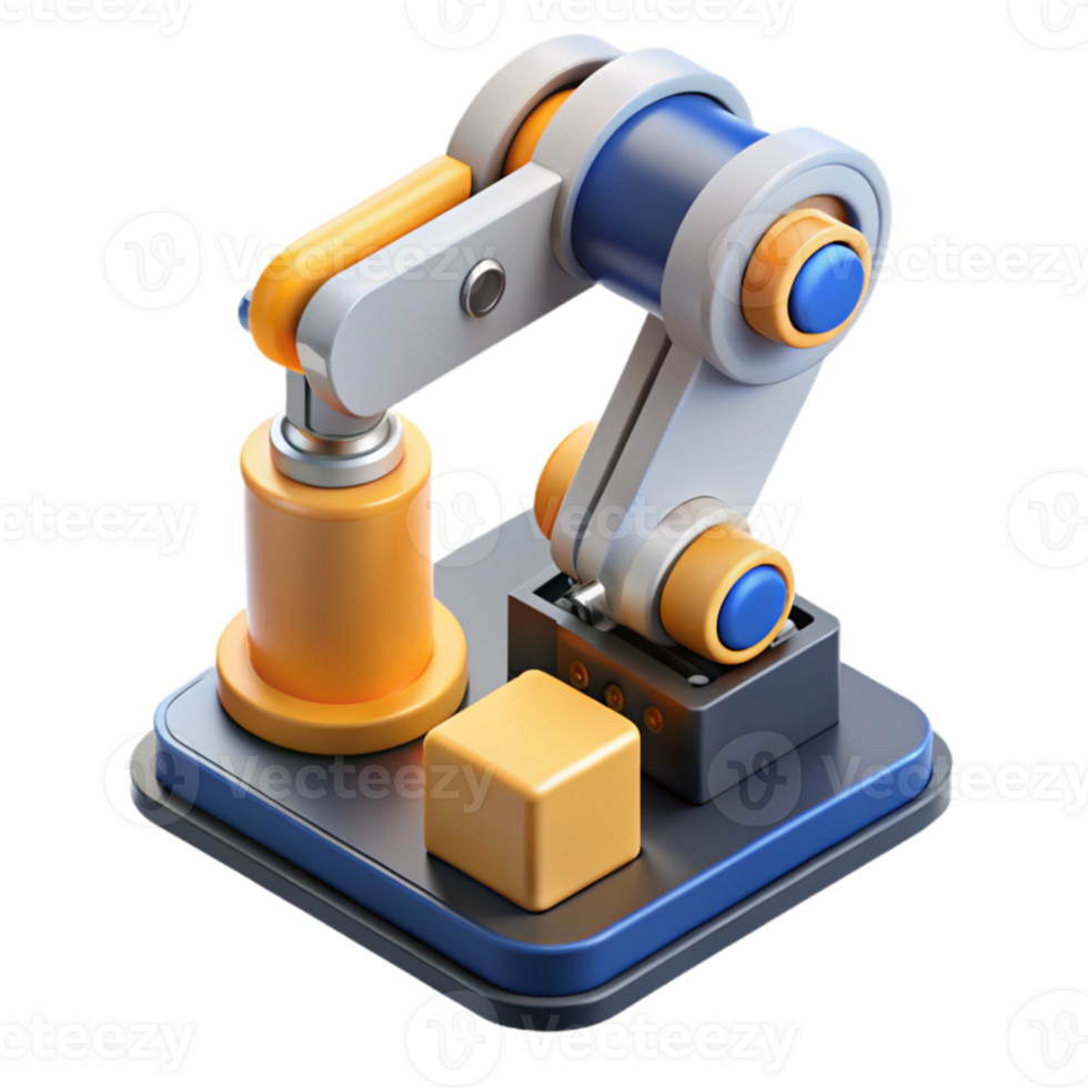 vibrant creative A robotic arm assembling a complex microchip, studio lighting, hyperrealistic, 4K png