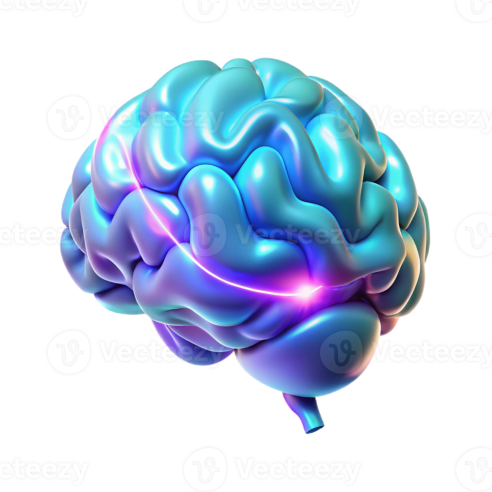 extraordinary artistic A holographic projection of a human brain, pulsating with activity, neon lighting, scientific visualization, premium png