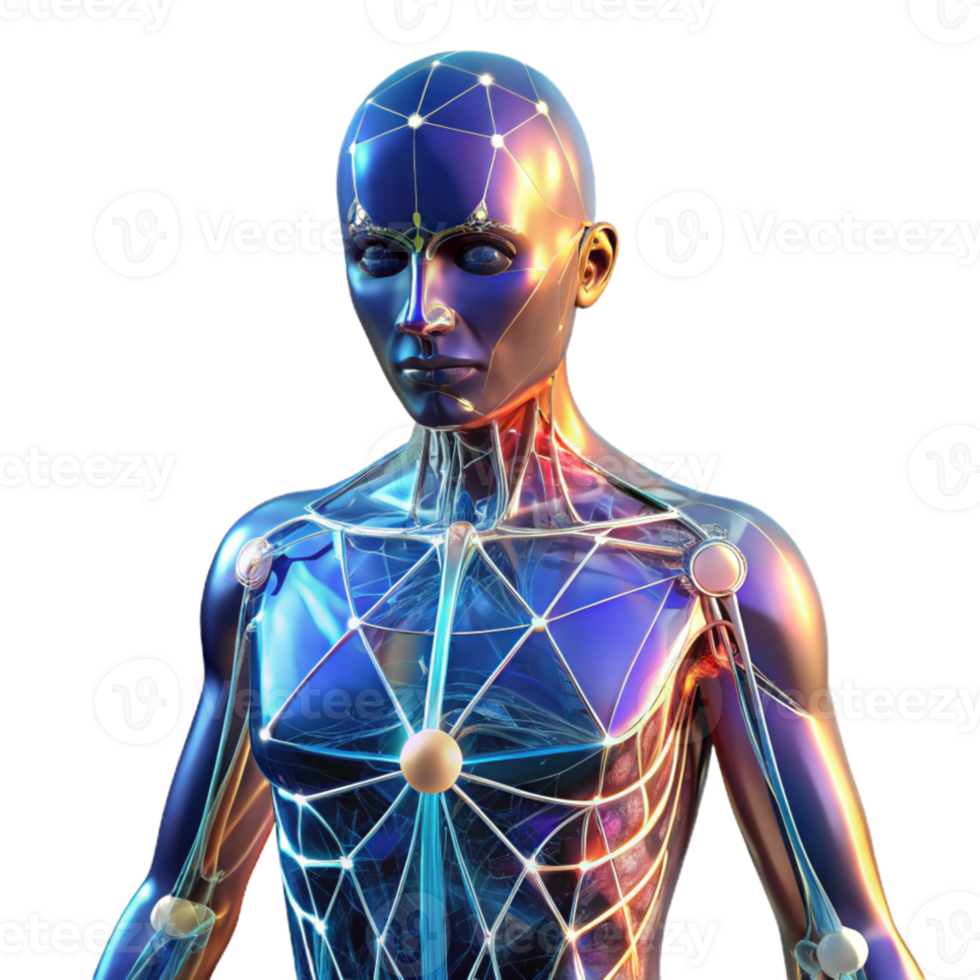 magnificent minimalist A transparent human body showcasing interconnected neural networks, vibrant lighting, medical illustration, exclusive png