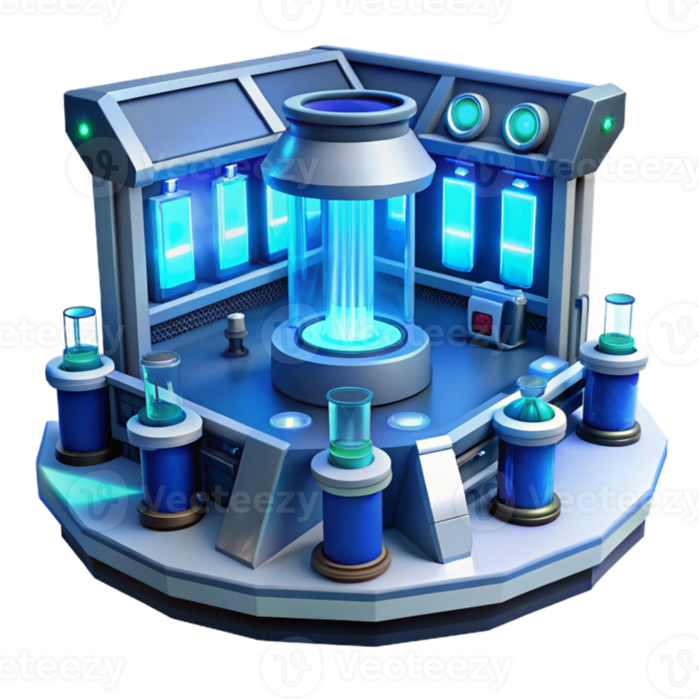 beautiful vintage A futuristic laboratory filled with advanced technology, cool blue lighting, science fiction, 4K png