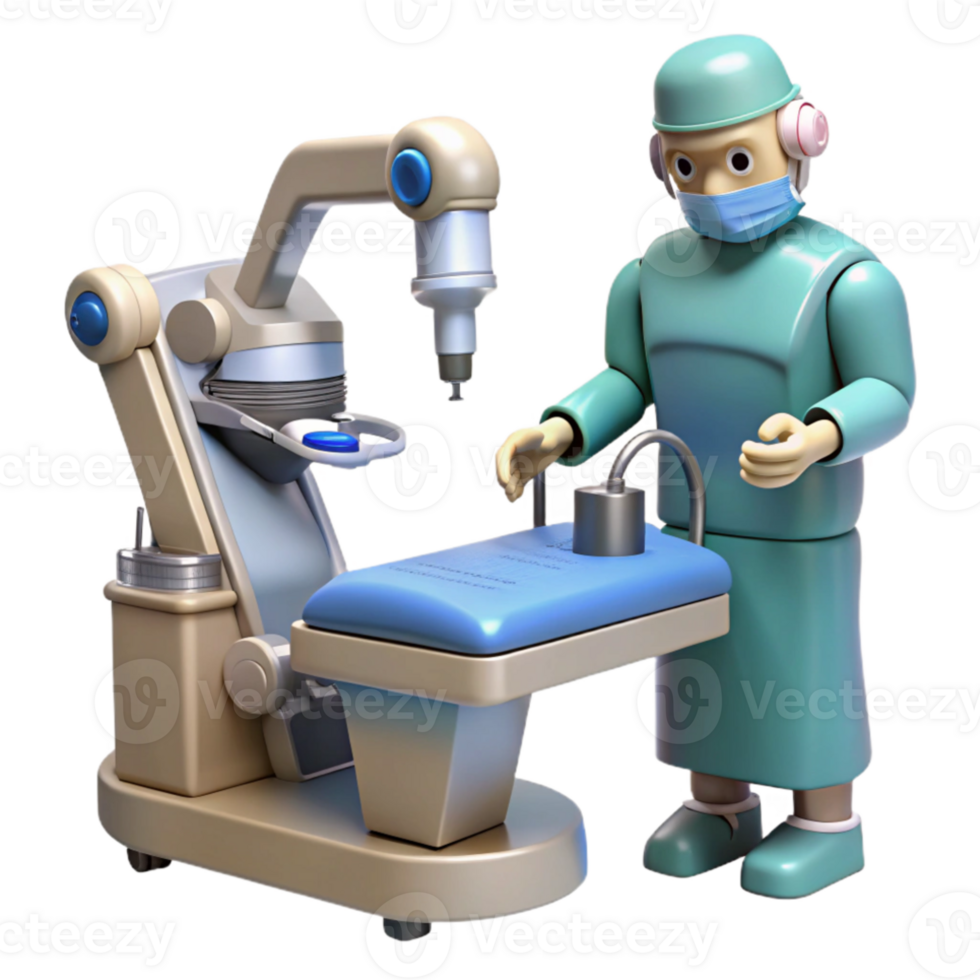 beautiful modern A robotic surgeon performing a complex operation, sterile operating room lighting, medical illustration, detailed png