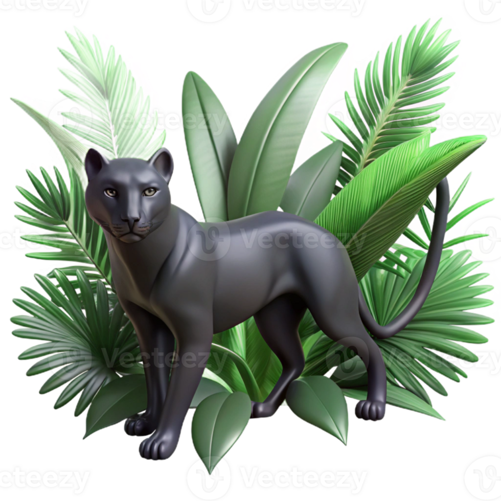 vibrant rustic A sleek panther stalking through dense jungle foliage, dappled sunlight, art deco style genuine png