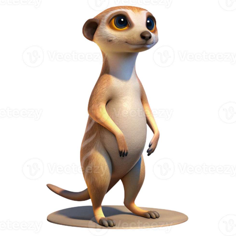 stunning classic A curious meerkat standing on its hind legs, desert setting with harsh sunlight, photorealistic style authentic png