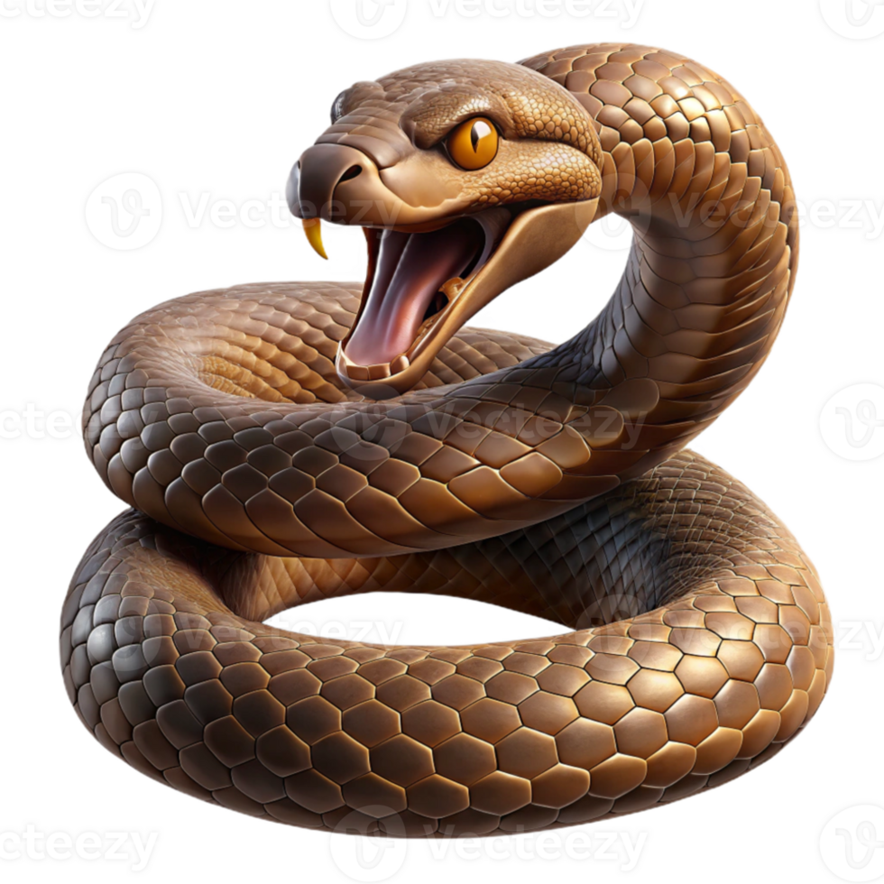 elegant creative A coiled rattlesnake ready to strike, close-up shot with dramatic lighting, nature documentary style genuine png