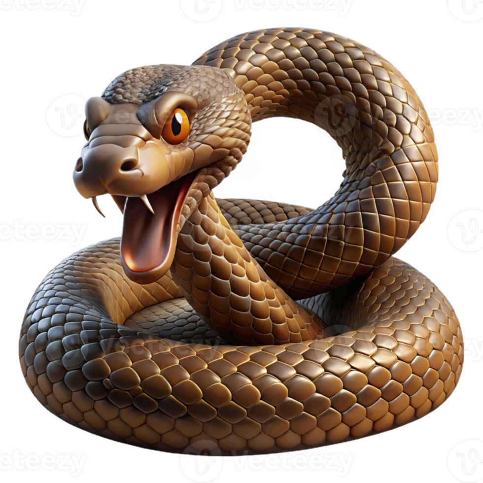 serene minimalist A coiled rattlesnake ready to strike, close-up shot with dramatic lighting, nature documentary style premium png