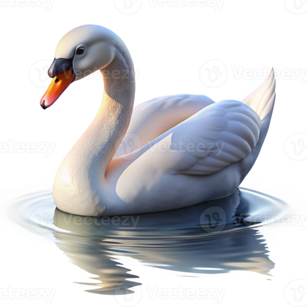 extraordinary minimalist A graceful swan swimming on a tranquil lake, soft morning light, impressionist style detailed png