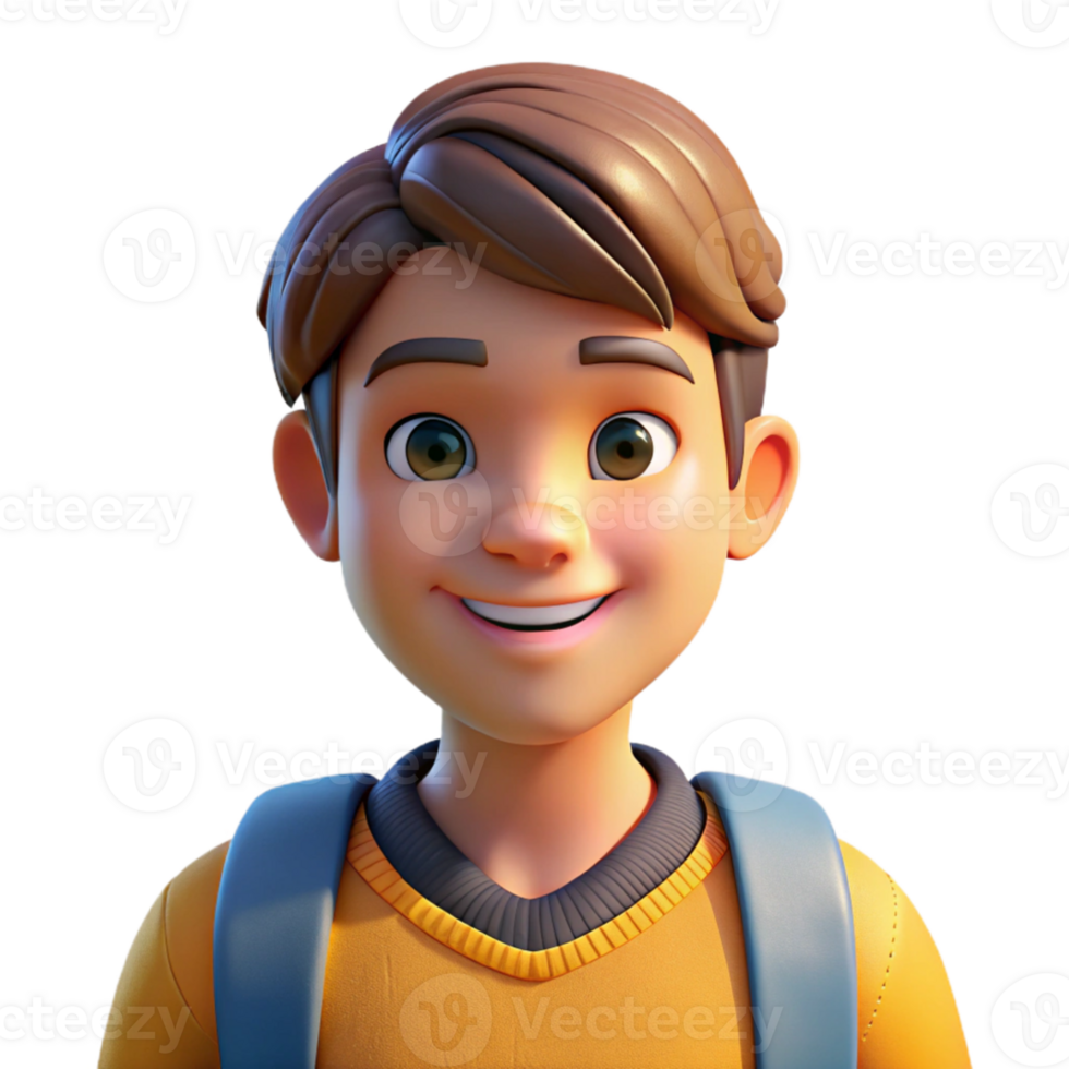 wonderful rustic Portrait of a student with a backpack, lit by the bright sunshine of a schoolyard, in a youthful style detailed png