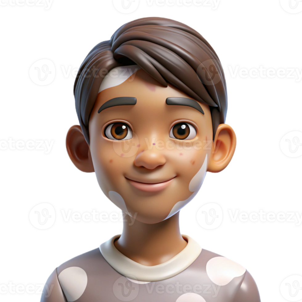 beautiful modern Portrait of a person with vitiligo, highlighting the unique skin patterns, lit by soft, diffused light, in a naturalistic style exclusive png