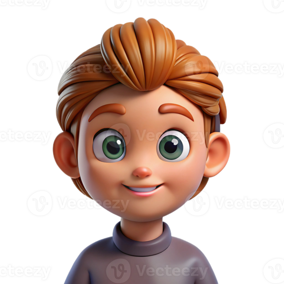 vibrant traditional Portrait of a curious child with wide eyes and a messy bun, high-key lighting, cartoon style genuine png