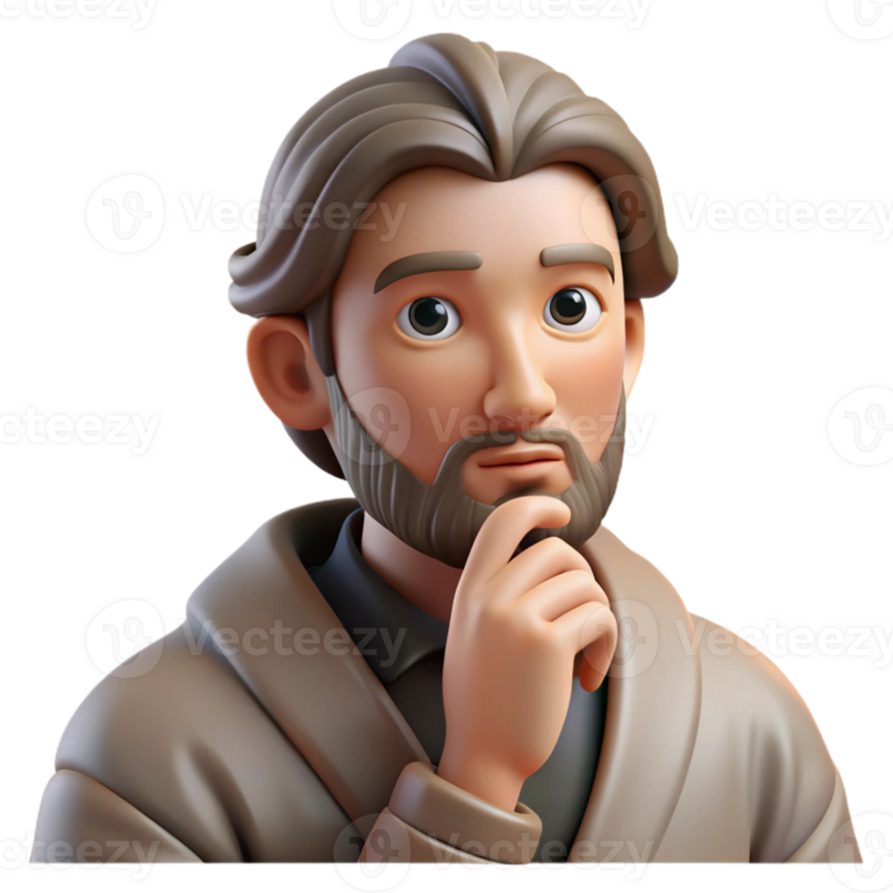 wonderful vintage Portrait of a contemplative philosopher with a thoughtful expression, soft window light, classical painting style exclusive png