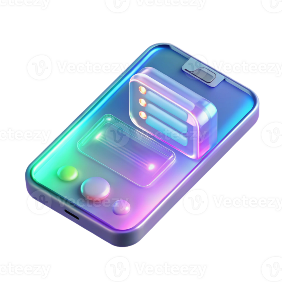 magnificent classic A futuristic, transparent smartphone displaying holographic information, illuminated by a soft, ambient light, in a minimalist, product design style high resolution png