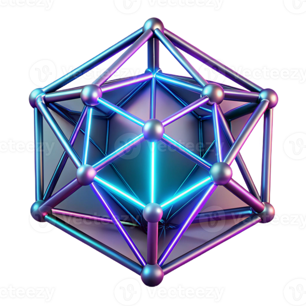 stunning classic A network of interconnected, glowing neon lines forming geometric shapes, with a dark, cyberpunk aesthetic and high contrast lighting professional png