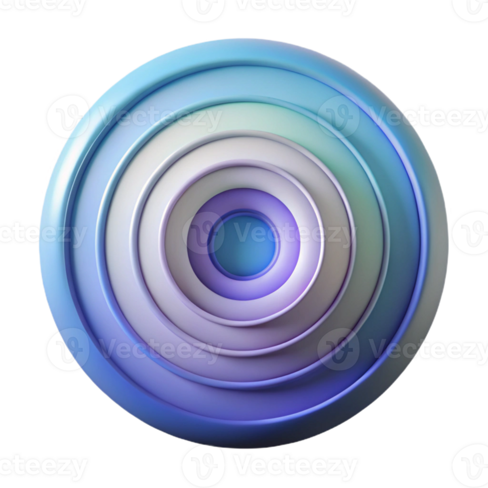 serene vintage A series of concentric circles, radiating outwards, with a gradient of cool, calming colors and a smooth, polished finish exclusive png