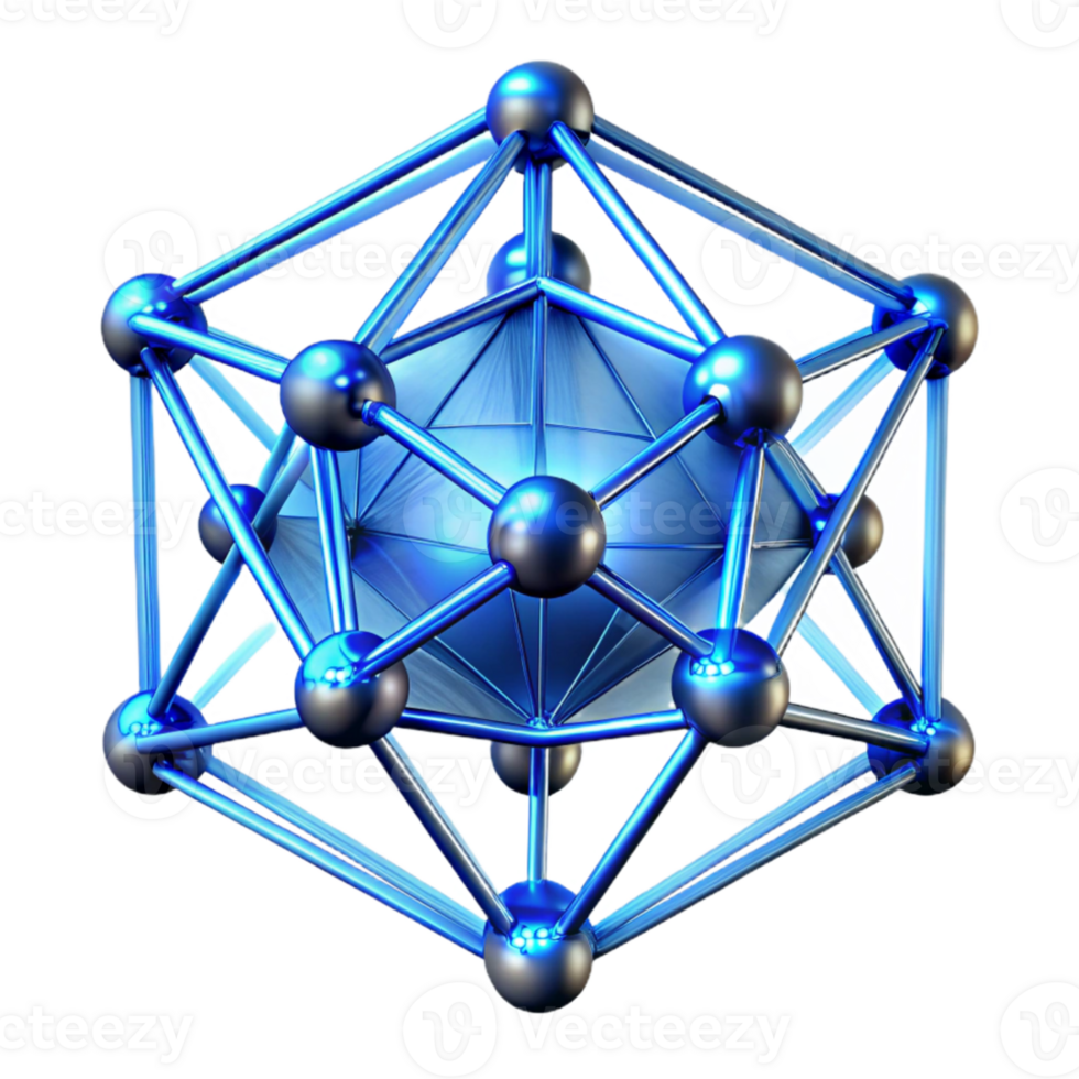 beautiful contemporary A network of interconnected, glowing nodes, forming a complex, geometric pattern, illuminated by a cool, blue light, cyberpunk style genuine png
