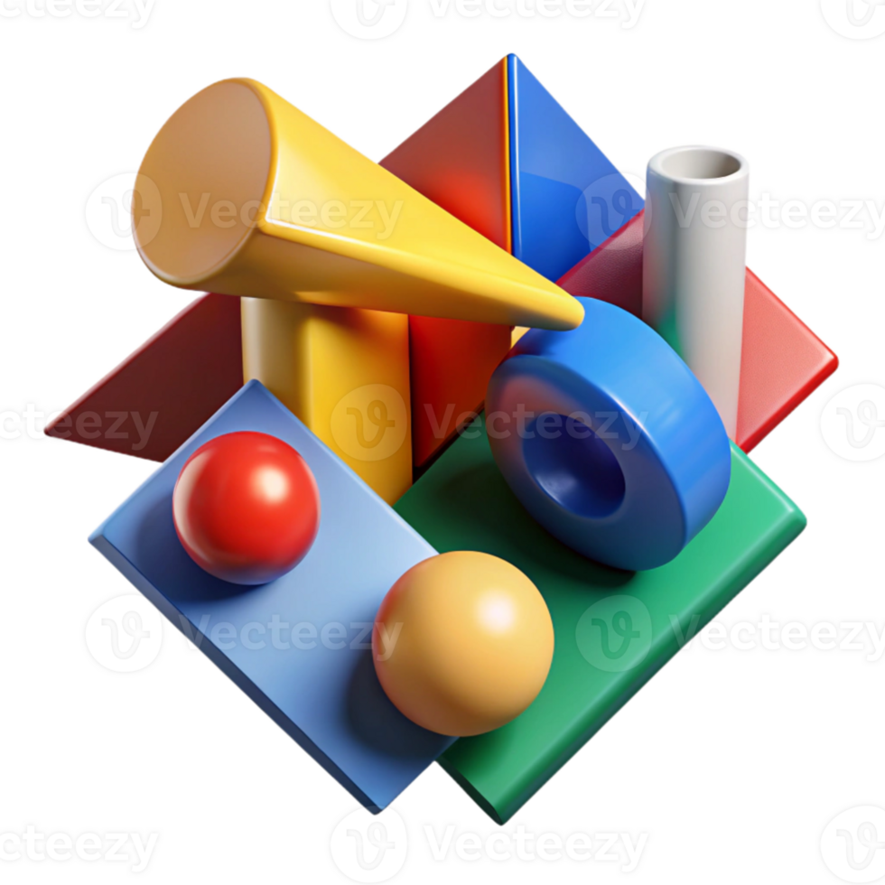 stunning abstract A dynamic composition of intersecting planes and geometric shapes, in a bold, primary color palette, illuminated by a harsh, directional light, constructivist style genuine png