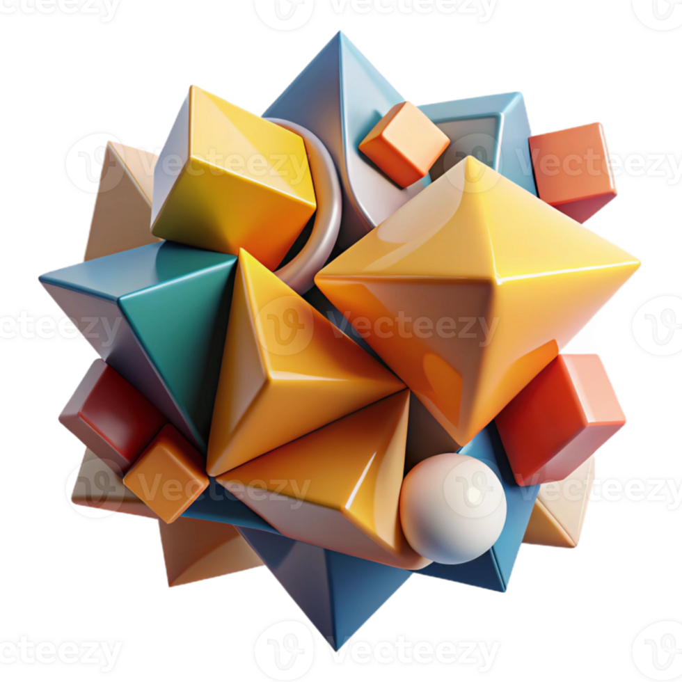 stunning traditional A dynamic composition of fragmented, geometric shapes, in a bold, contrasting color palette, illuminated by a harsh, directional light, cubist style original png