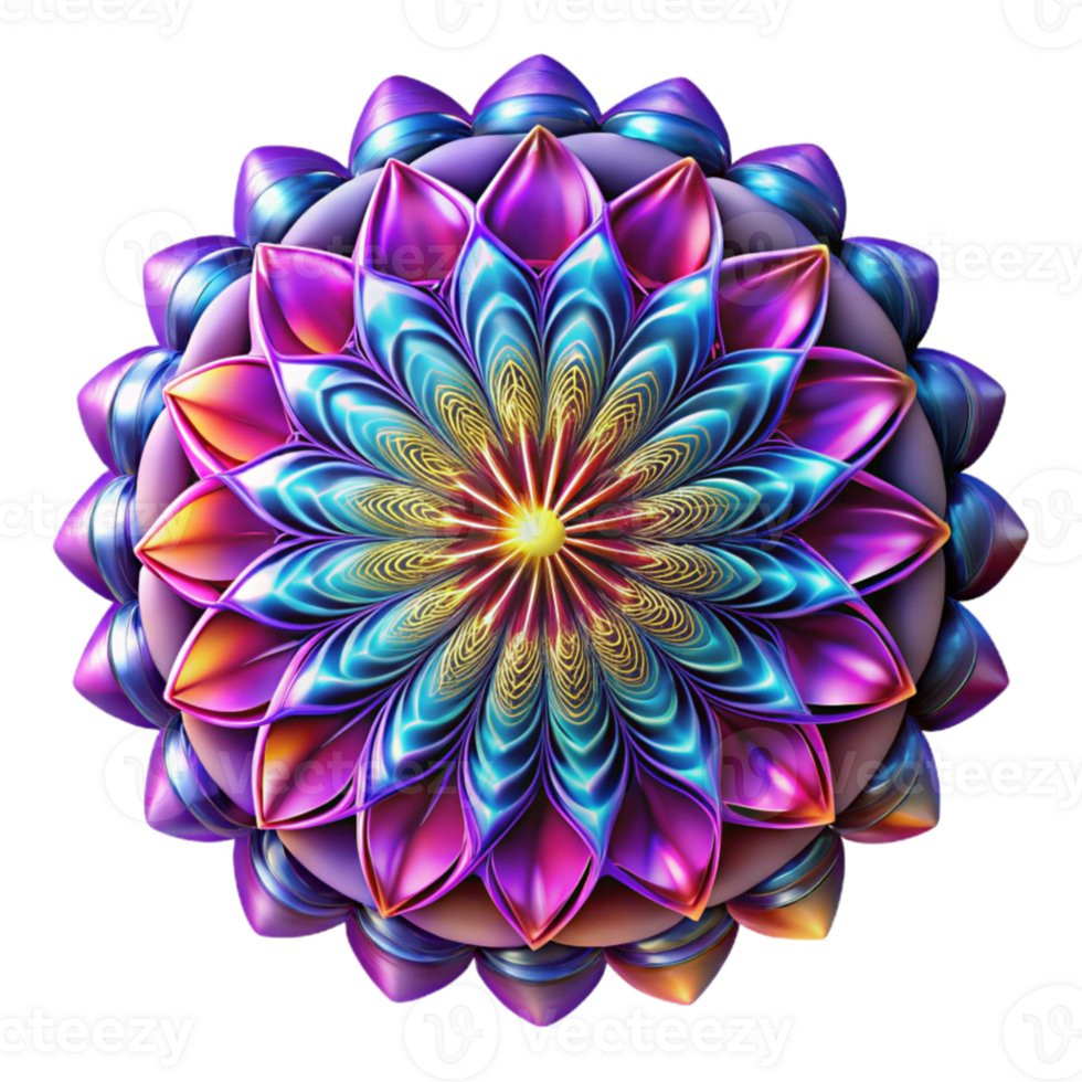 wonderful classic A complex, fractal pattern, radiating outwards in a vibrant, psychedelic color scheme, illuminated by a pulsating, strobe light, digital art style authentic png
