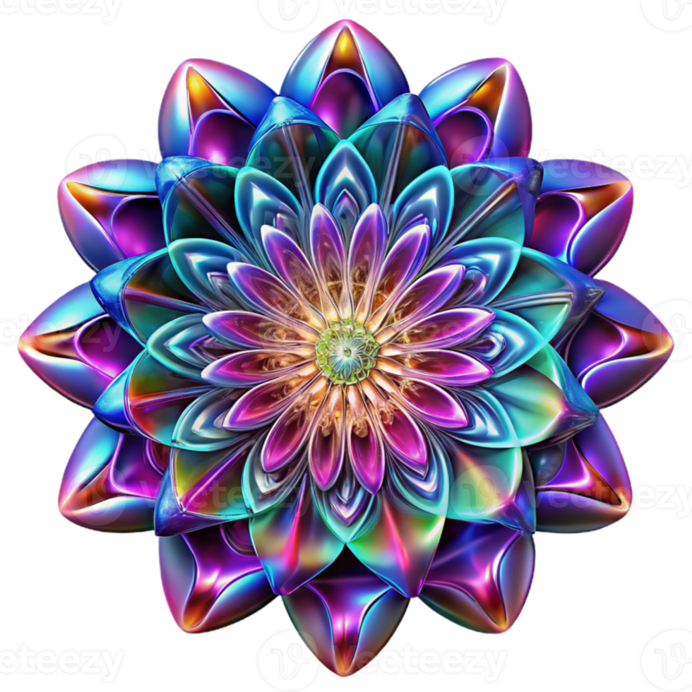 extraordinary traditional A complex, fractal pattern, radiating outwards in a vibrant, psychedelic color scheme, illuminated by a pulsating, strobe light, digital art style premium png