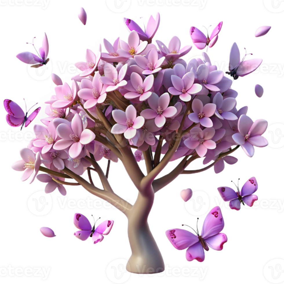 beautiful artistic A swarm of butterflies surrounding a flowering tree, soft diffused lighting, dreamlike photography high resolution png