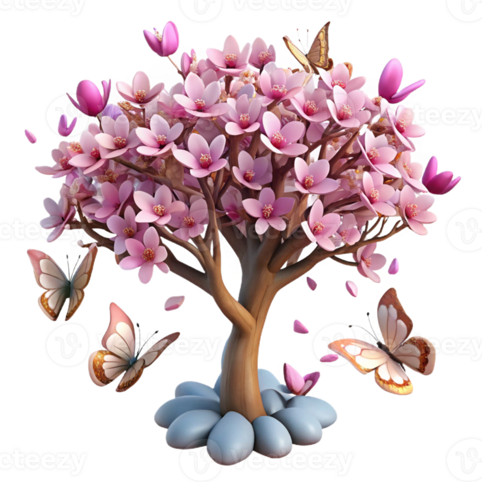 stunning artistic A swarm of butterflies surrounding a flowering tree, soft diffused lighting, dreamlike photography detailed png