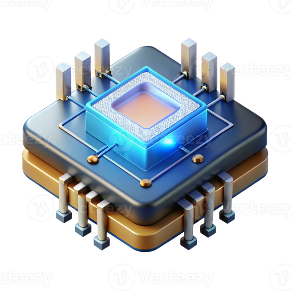 wonderful abstract A single, glowing microchip, intricate circuits and transistors visible, illuminated by a scanning electron microscope, technical and detailed style 4K png