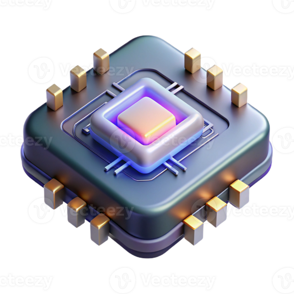 extraordinary contemporary A single, glowing microchip, intricate circuits and transistors visible, illuminated by a scanning electron microscope, technical and detailed style professional png
