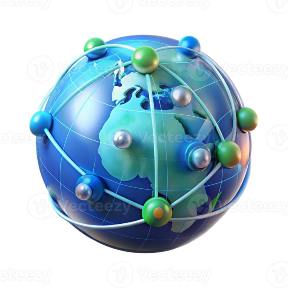 stunning contemporary A holographic projection of the Earth, displaying real-time data streams, futuristic and informational style original png
