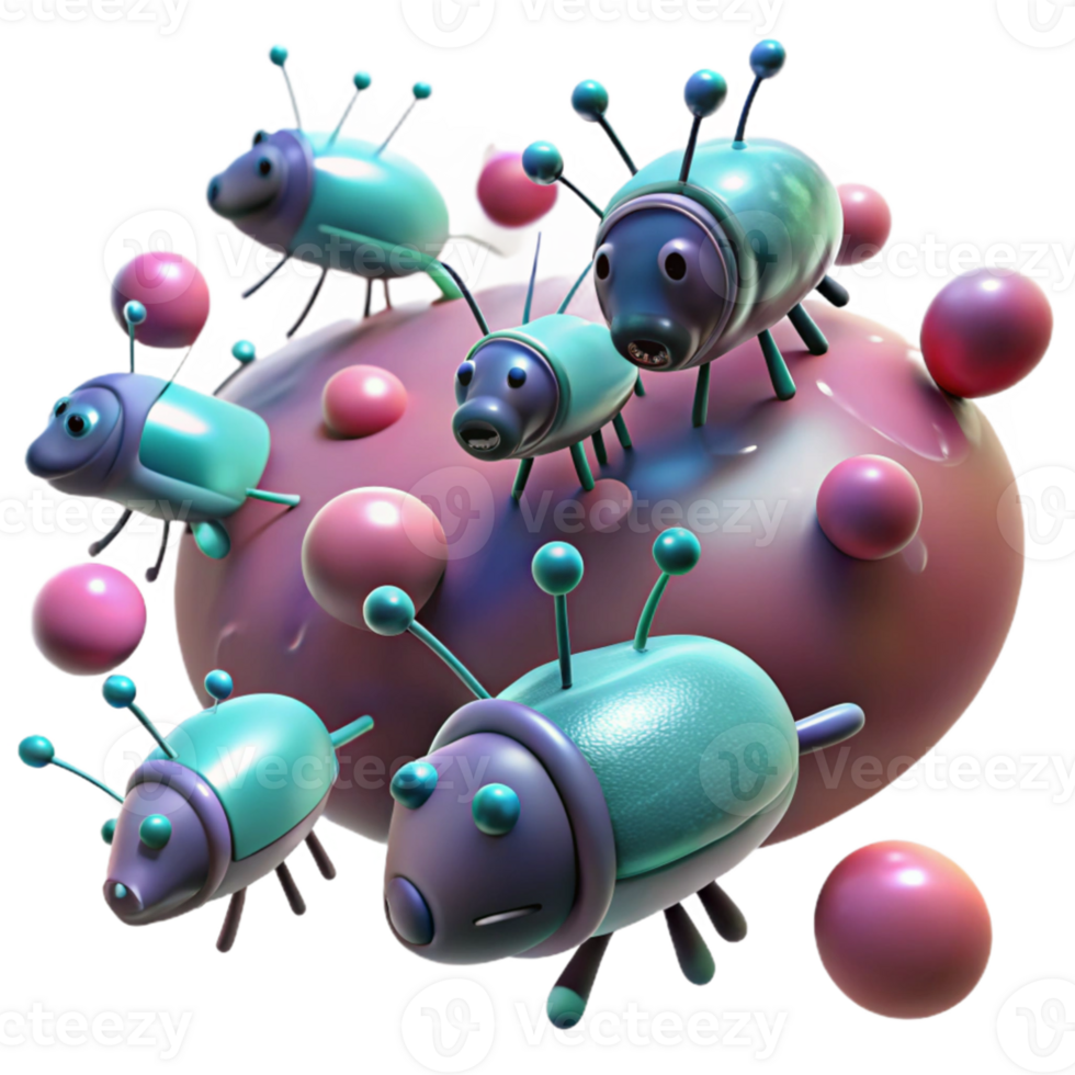 magnificent rustic A swarm of nanobots repairing damaged tissue, microscopic view with bioluminescent highlights, medical and scientific visualization style authentic png