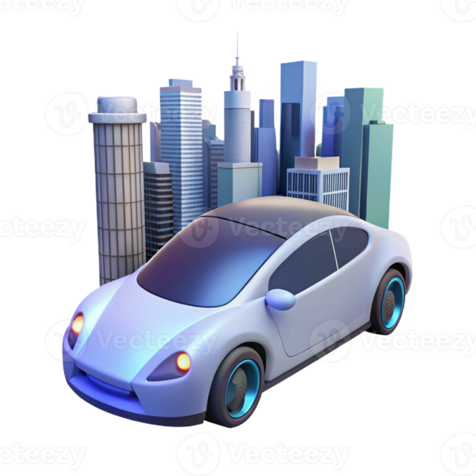 extraordinary abstract A self-driving car, sleek and futuristic design, navigating a busy city street, cyberpunk style high resolution png