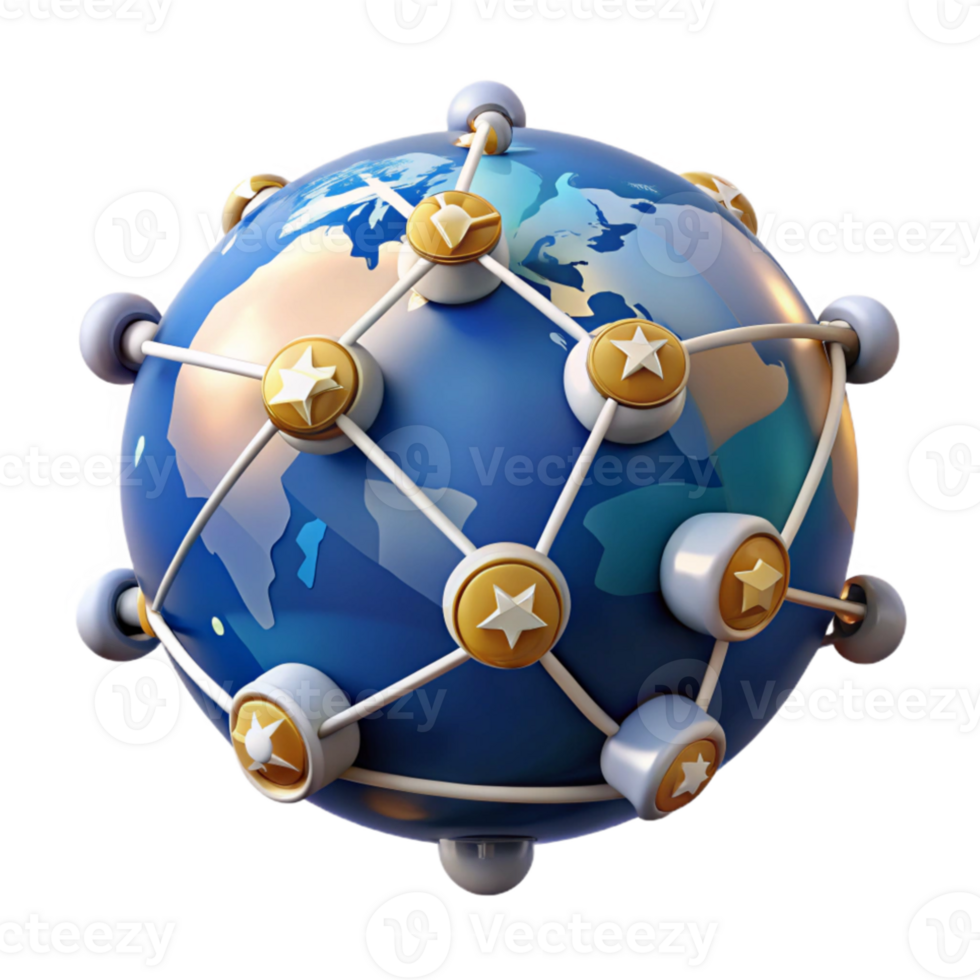 beautiful rustic A network of interconnected satellites orbiting Earth, global communication network, futuristic and technological style genuine png