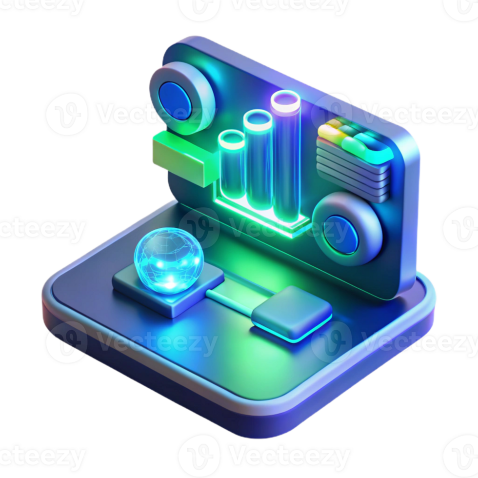 beautiful vintage A holographic interface, displaying complex data and diagrams, glowing with blue and green light. Cyberpunk style, neon lighting authentic png