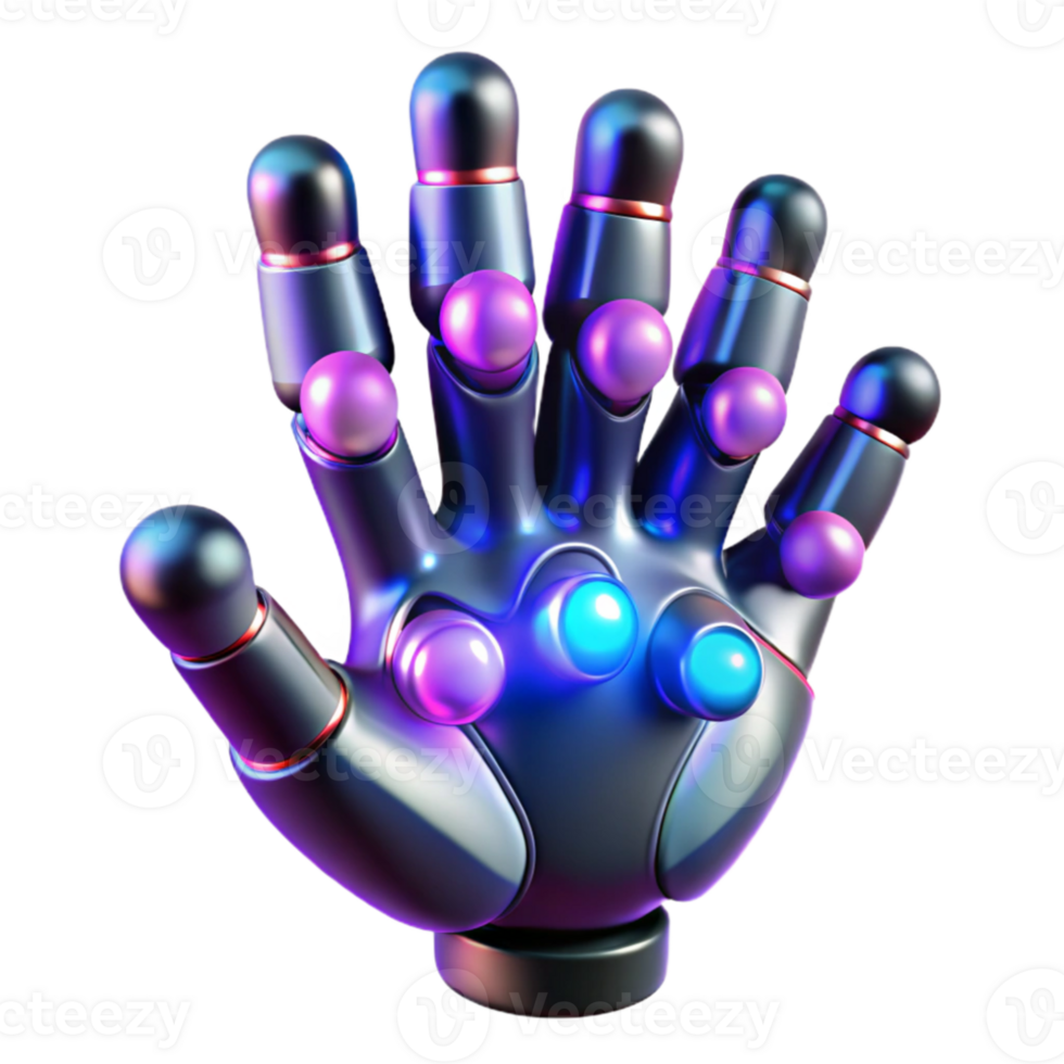 wonderful creative A swarm of nanobots forming the shape of a human hand, each bot glowing with a different color, lit by a cool, ambient light. Abstract style 4K png
