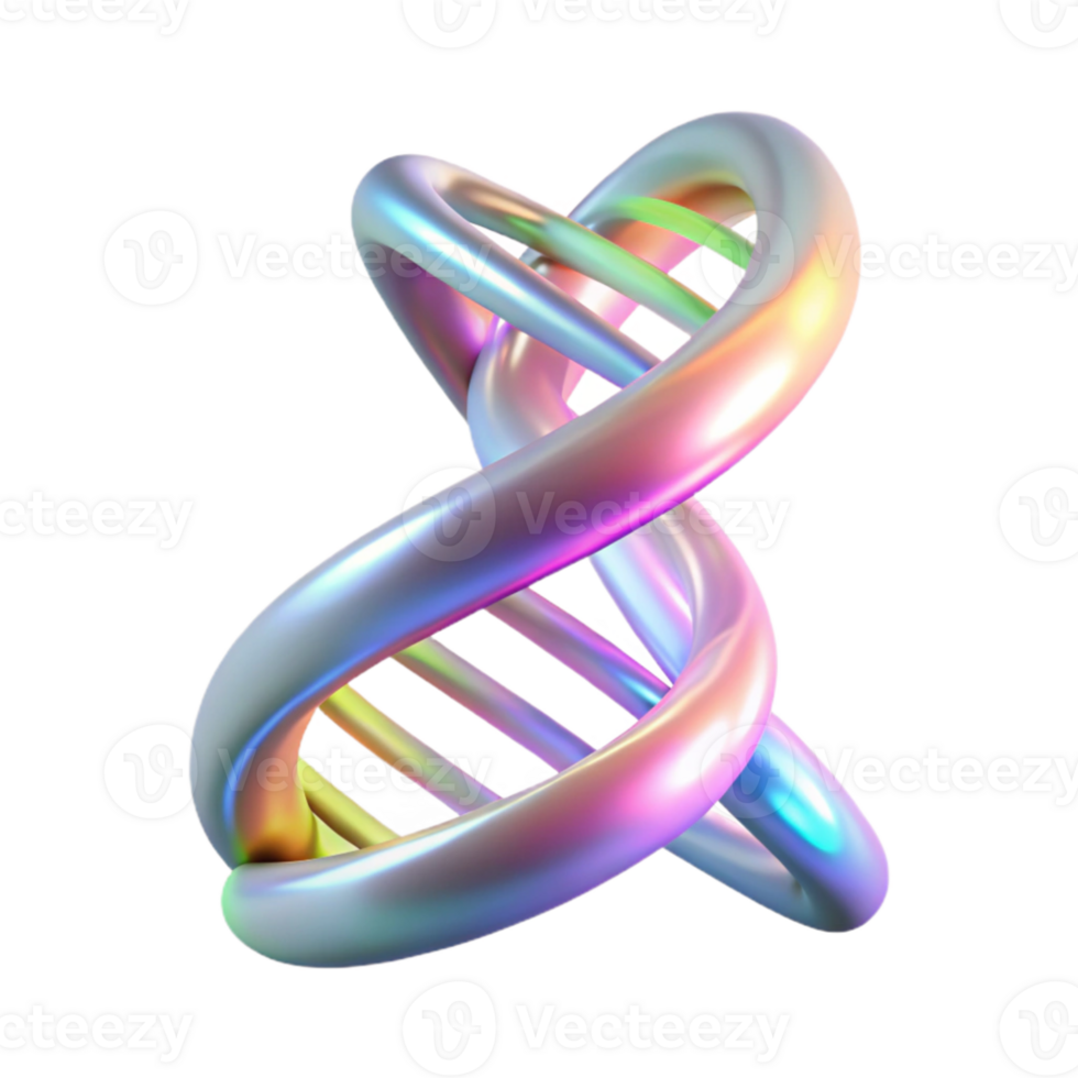 beautiful minimalist A holographic projection of a DNA double helix rotating slowly, glowing with an inner luminescence, lit by a soft, diffused light. Scientific illustration style original png