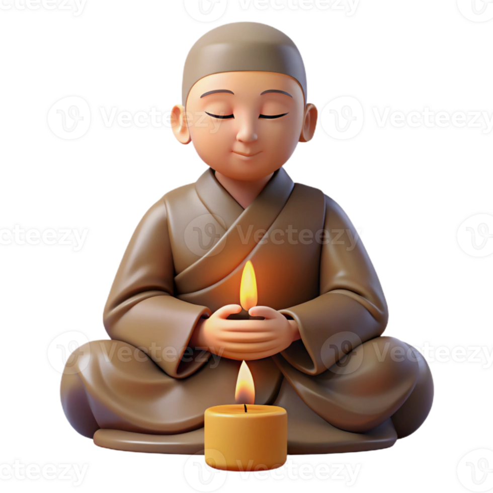 vibrant minimalist Portrait of a serene monk in meditation, lit by soft candlelight, spiritual art style exclusive png