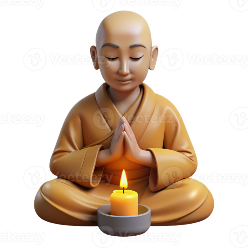 beautiful rustic Portrait of a serene monk in meditation, lit by soft candlelight, spiritual art style high resolution png