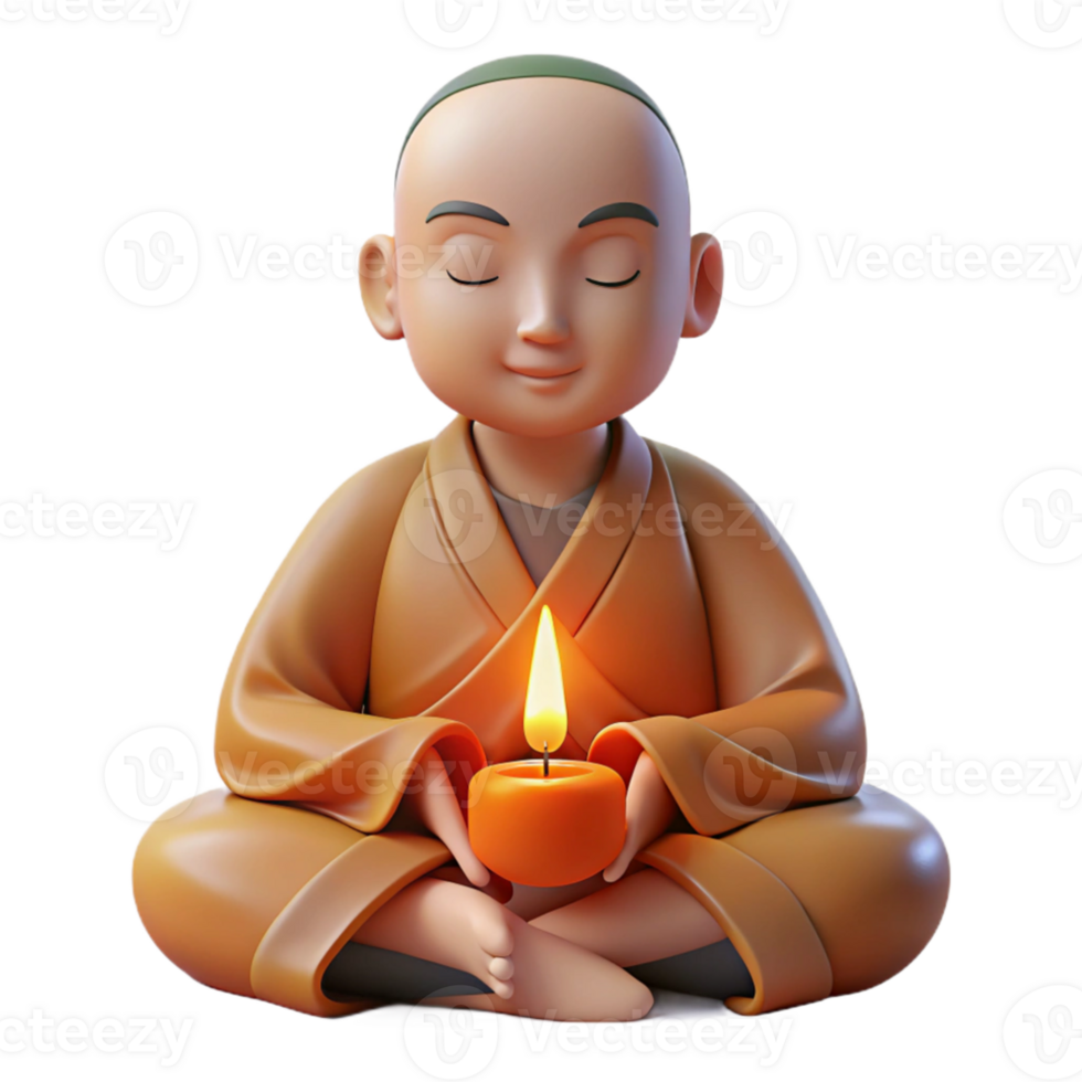 extraordinary abstract Portrait of a serene monk in meditation, lit by soft candlelight, spiritual art style genuine png