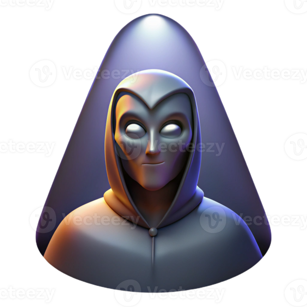 elegant vintage Portrait of a mysterious masked figure, lit by dramatic spotlight, surreal art style exclusive png