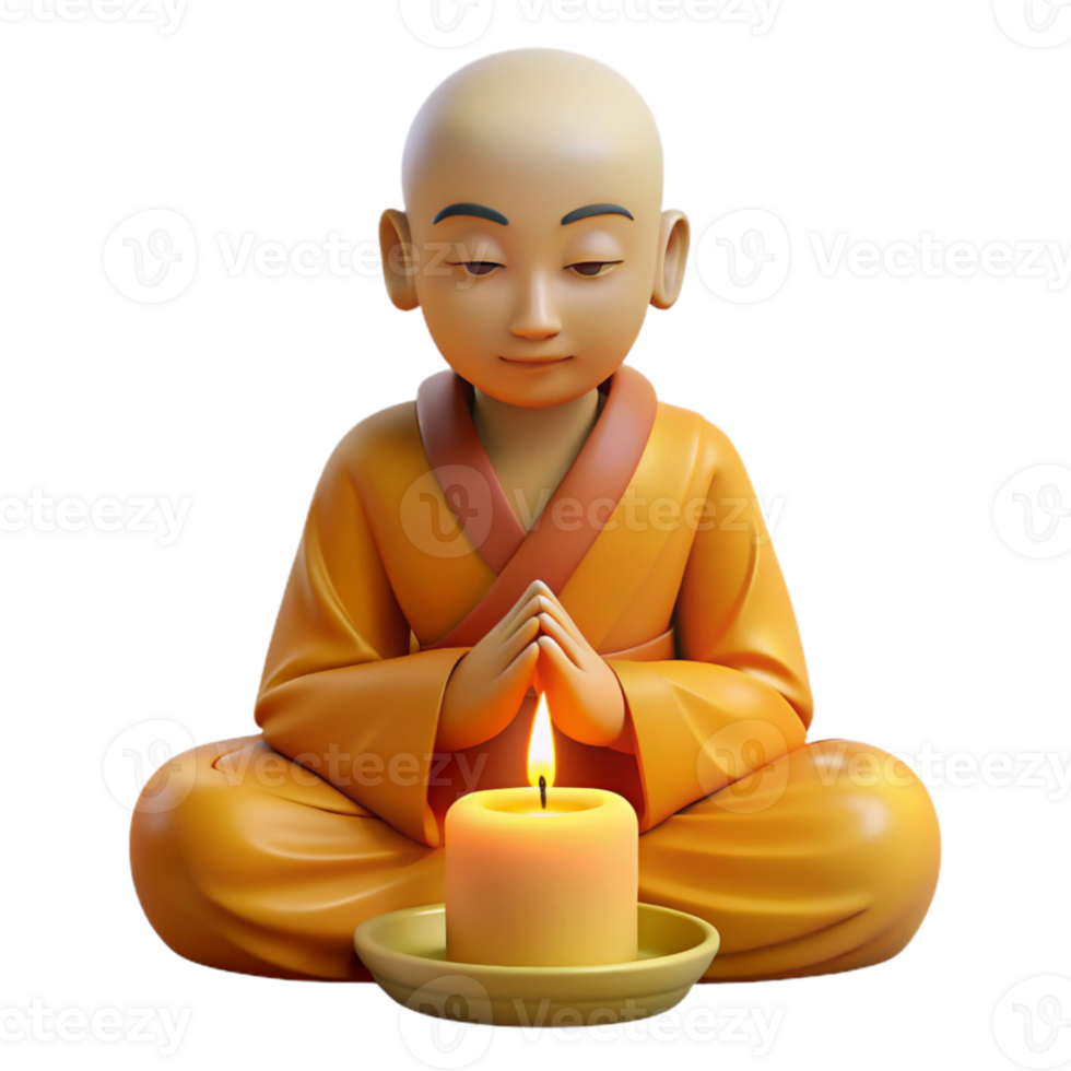 extraordinary artistic Portrait of a serene monk in meditation, lit by soft candlelight, spiritual art style high quality png