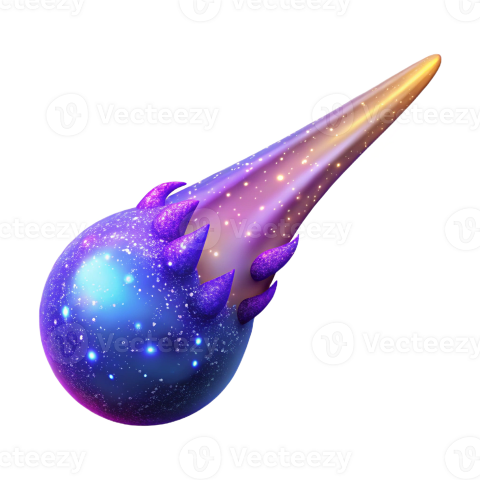 elegant creative A comet trailing a vibrant tail of cosmic dust. Realistic, dynamic, bright lighting premium png
