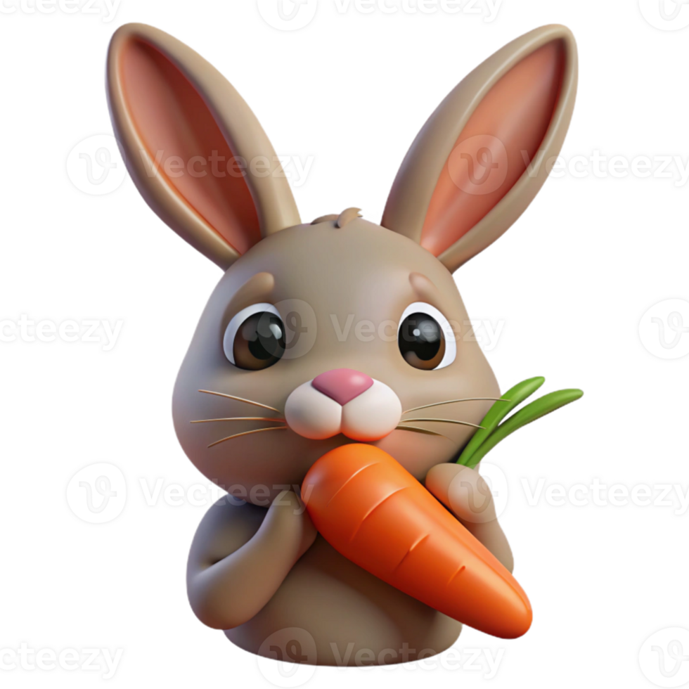 elegant rustic A curious rabbit nibbling on a carrot, close-up, soft lighting original png