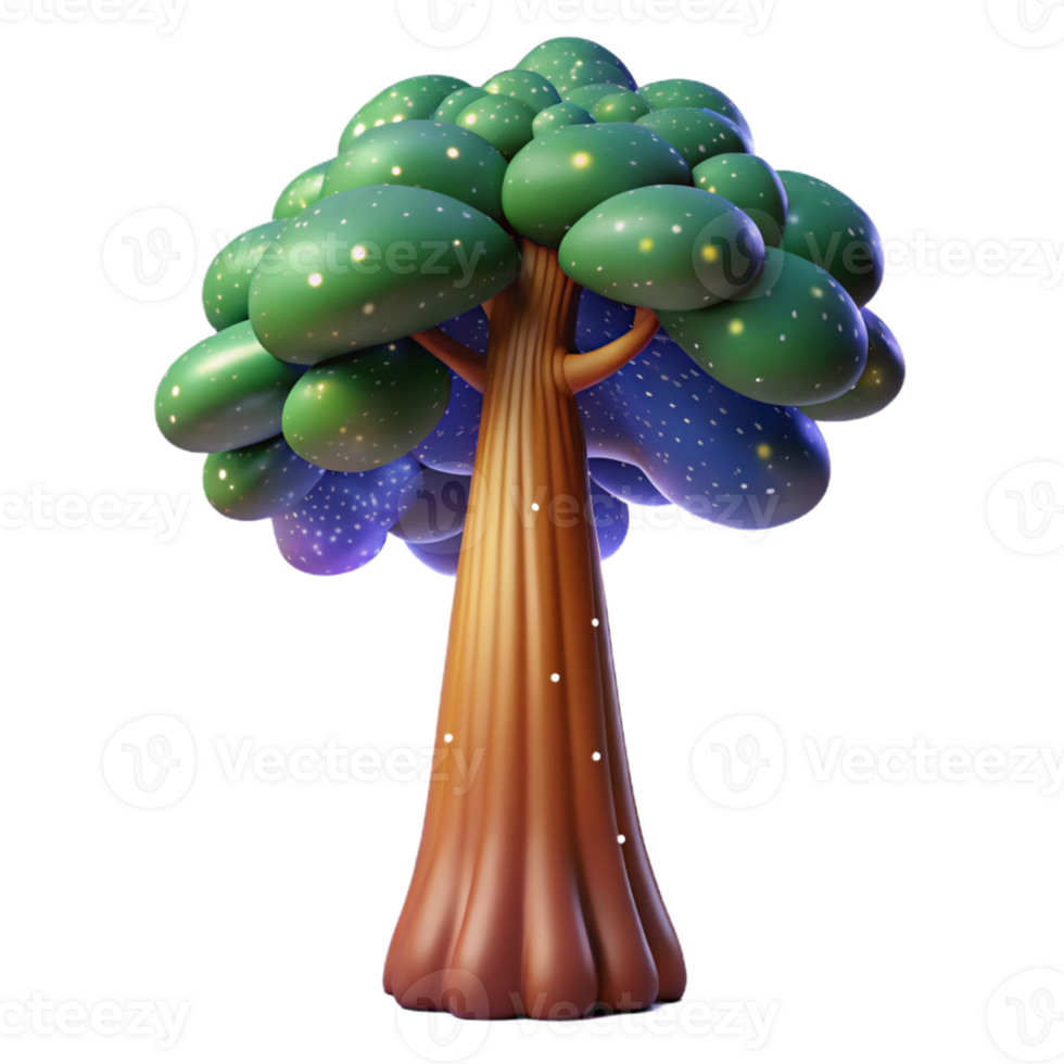 vibrant creative Giant sequoia tree reaching towards a starry night sky, vibrant colors, majestic, painterly style, professional png