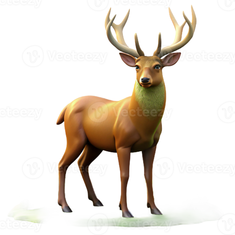 dramatic contemporary A majestic stag with large antlers standing in a misty forest, with ethereal lighting, in a mystical, fantasy art style premium png