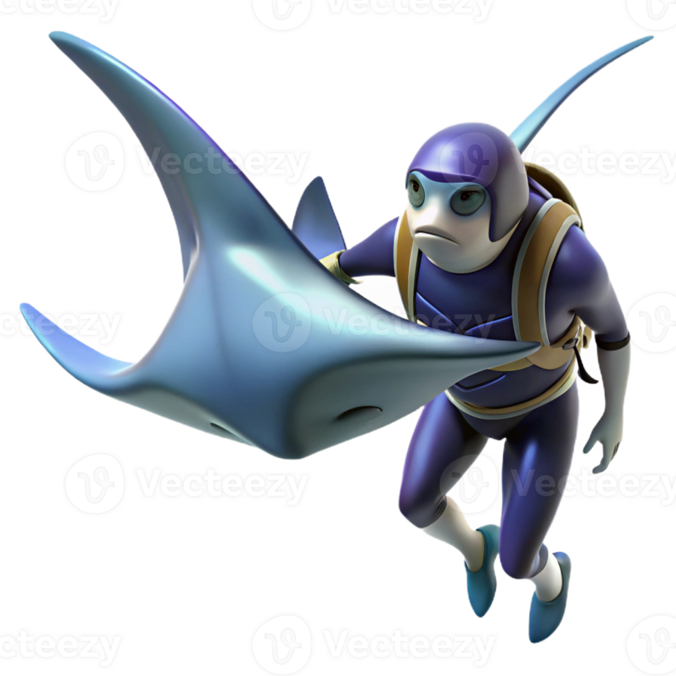 magnificent classic A diver encountering a giant manta ray, serene, underwater photography style high resolution png