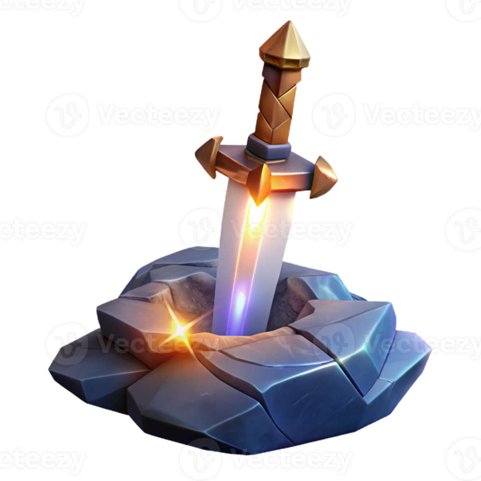 magnificent creative A magical sword embedded in a stone, glowing with an inner light, dramatic lighting, fantasy art style genuine png
