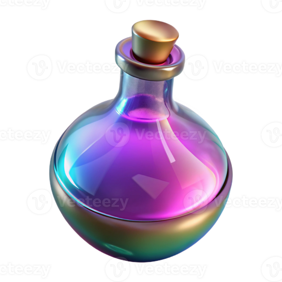 vibrant classic A magical potion bottle filled with swirling iridescent liquid, studio lighting, realistic style exclusive png
