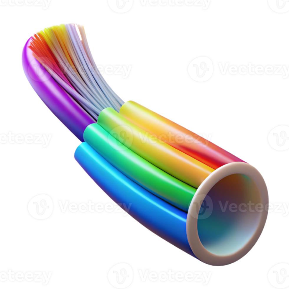 wonderful classic A close-up of a fiber optic cable, light pulsing through its core, vibrant rainbow colors, abstract photography style professional png
