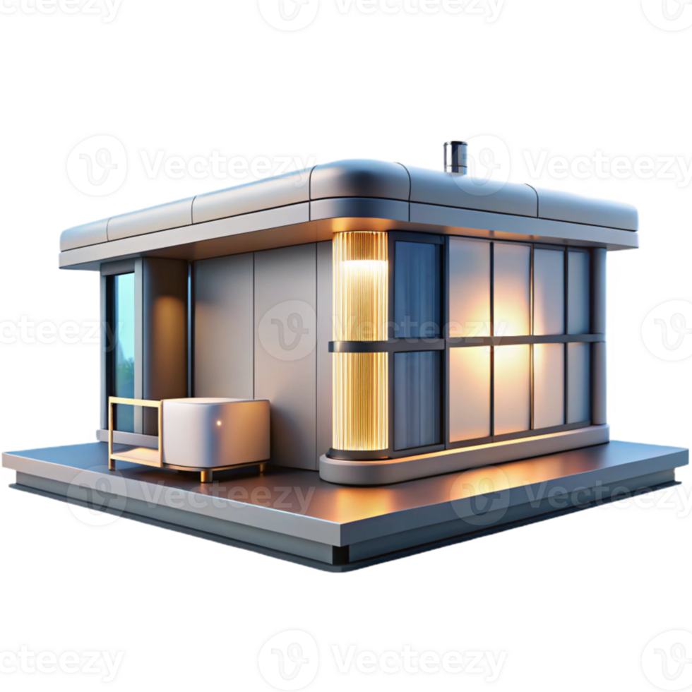 impressive rustic Prefabricated modular house, futuristic design, sleek lines, minimalist aesthetic, customizable modules, studio lighting high quality png