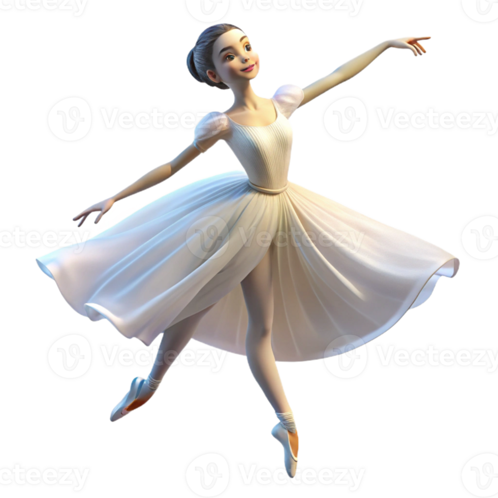 dramatic artistic Portrait of a graceful ballerina with flowing white tulle and a delicate pose, illuminated by soft, ethereal light, in a romantic style premium png
