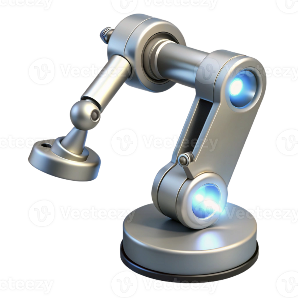 dramatic traditional A single, sleek silver nanobot extending a microscopic manipulator arm, lit by a focused beam of white light, in a photorealistic style detailed png