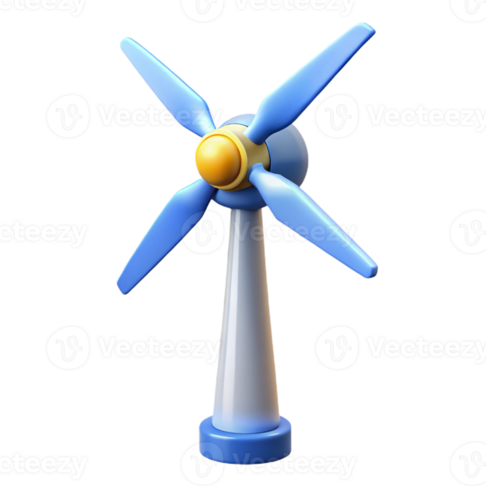 beautiful abstract A wind turbine generating clean energy against a backdrop of a clear blue sky, illuminated by natural daylight, in a realistic style premium png
